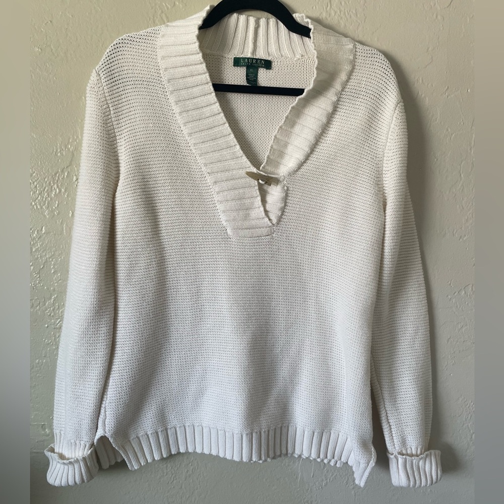 Lauren Ralph Lauren Chunky Open Knit Sweater Cotton Old Money Heritage Preppy XL